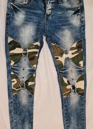 Модні джинси з вставками xs-s р.