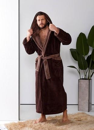 Теплий махровий чоловічий халат, 50-56 розмірів. 0190812 фото