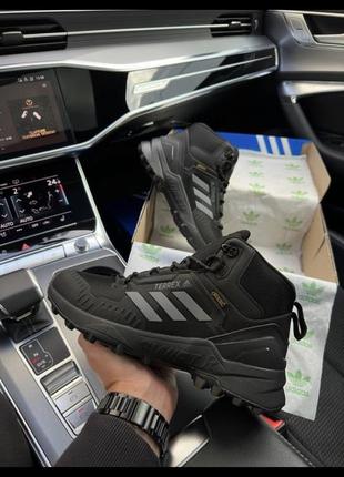 Adidas terrrex swift r gore tex fur all black grey stripes