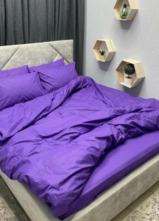 Двоспальне простирадло однотонний 200х220 фіолетовий бузковий сіреневий бязь голд люкс віталіна1 фото