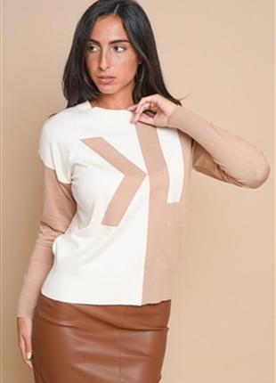 Пуловер абстракция бело-бежевого цвета paquito, италия1 фото