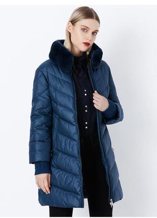 Качественный фабричный зимний пуховик пуховое пальто куртка натуральный мех био-пух miegofce2 фото