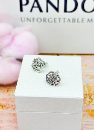 Срібні сережки «сяючі троянди»2 фото