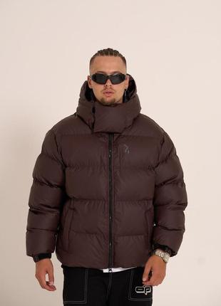 Чоловіча зимова куртка оверсайз коричнева homie тепла до -30*с пуховик чоловічий зимовий з капюшоном (b)