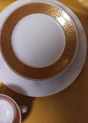 Коллекционная золотая чашка с блюдцами, германия, weimar4 фото