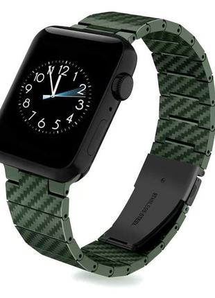 Ремінець coteetci w76 carbon fiber pattern для apple watch 42/44/45/49mm green1 фото