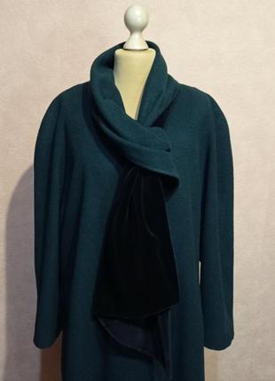 Женское демисезонное пальто изумрудного цвета, 75% шерсти (германия).5 фото
