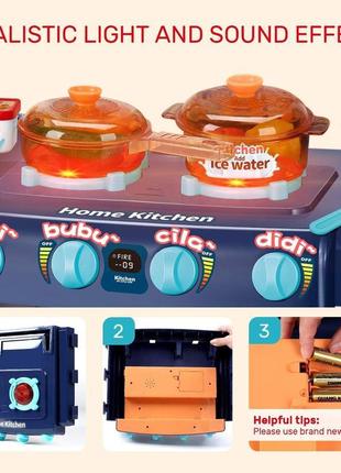 Игровой набор cute stone детская кухня с светом и звуками, раковину с проточной водой, оплитой с паром6 фото