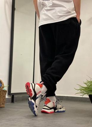 Мужские зимние спортивные штаны плюшевые черные оверсайз брюки флисовые (b)