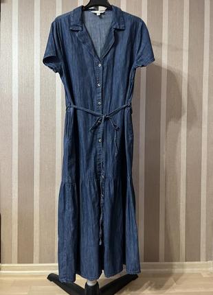 Джинсовое платье рубашка с поясом yumi4 фото