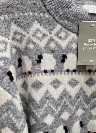 Жаккардовый свитер джемпер оверсайз h&m - s, m, хl6 фото