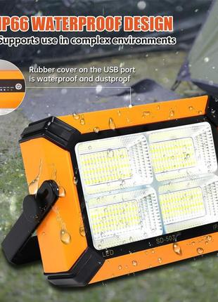Фонарь прожектор аккумуляторный светодиодный 30w с солнечной батареей и функцией power bank ukc 8811 фото