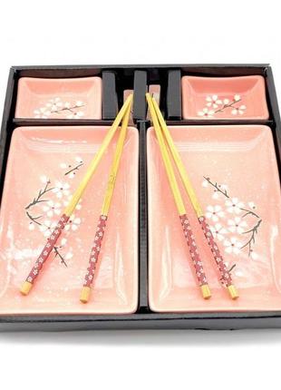 Сервиз для суши "сакура на розовом фоне" (2 персоны)2 фото