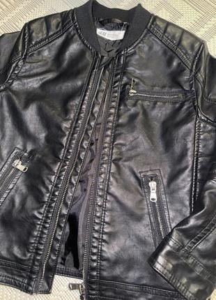 Классная кожаная куртка косуха h&amp;m 5-6 лет2 фото