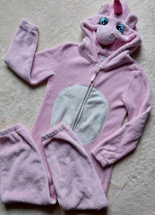 Пижама девочке 9-10роков, флисовая, розовая пони, комбинезон, кигуруми
