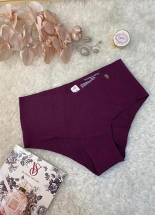 Трусики бесшовные  бордовые с логотипом vs victoria's secret оригинал виктория сикрет