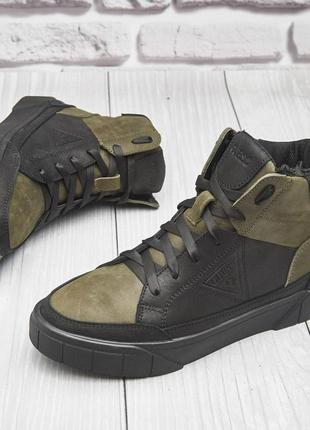 Круті зимові черевики guess з натуральної шкіри та хутра, мужские зимние ботинки4 фото