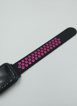 Силиконовый ремешок sport nike style для xiaomi amazfit bip / lite / 20 мм черный / розовый 1674p7 фото
