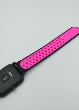 Силиконовый ремешок sport nike style для xiaomi amazfit bip / lite / 20 мм черный / розовый 1674p10 фото
