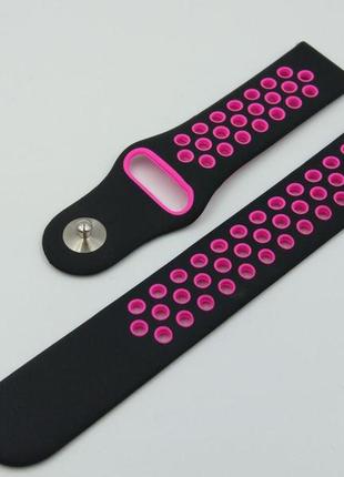 Силіконовий ремінець sport nike style для xiaomi amazfit bip / lite / 20 мм чорний / рожевий 1674p