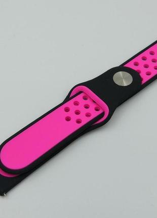 Силиконовый ремешок sport nike style для xiaomi amazfit bip / lite / 20 мм черный / розовый 1674p3 фото