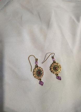 Accessories серьги бижутерия фиолетовые лиловые блестящие камушки