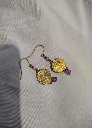 Accessories серьги бижутерия фиолетовые лиловые блестящие камушки2 фото