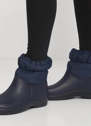 Теплі легкі практичні дутики черевики з піни сині чорні сірі хутро штучне