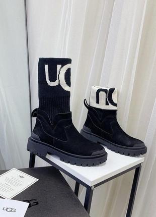 Стильні чоботи ugg чорного кольору з манжетами