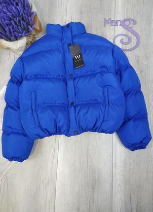 Женская короткая зимняя куртка оверсайз wild синего цвета размер s