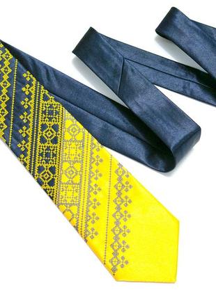 Галстук з вишивкою жовто-синій дует3 фото