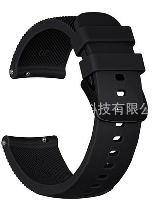 Силіконовий ремінець half strips для xiaomi amazfit bip / lite / 20 мм рифлений чорний 2100p