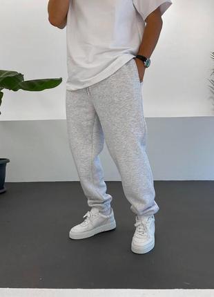 Чоловічі зимові спортивні штани сірі на флісі брюки теплі (b)2 фото