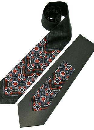 Вишита краватка з льону1 фото