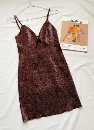 Платье, мини, блестящее, h&m 6