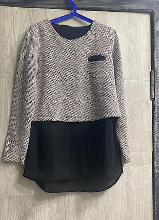 Оригинальная блуза коллаборация шифон/рогожка osean coast m