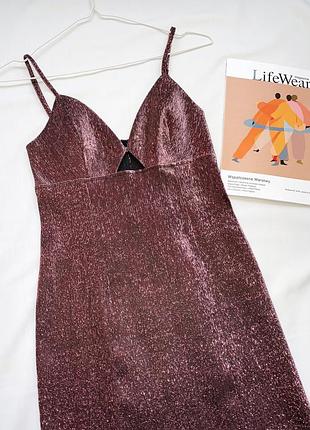 Платье, мини, блестящее, h&m