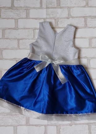 Нарядное платье на девочку серебристо синее4 фото