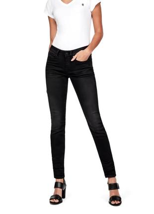 Базовые черные джинсы  g star 3301 contour skinny 3d raw