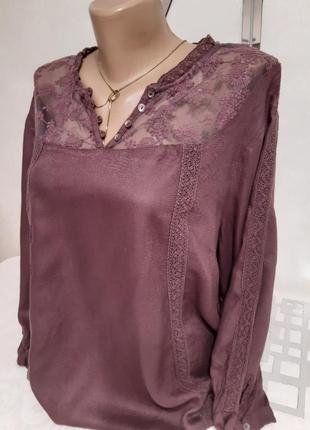 Блуза комбинированная со вставками кружевая, италия