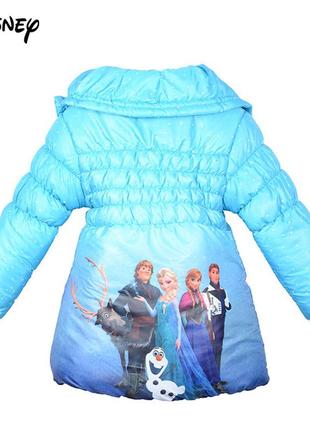 Куртка длинное пальто деми на девочку голубая frozen холодное сердце3 фото
