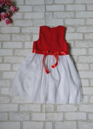 Ошатне плаття на дівчинку червоне низ білий із фатину5 фото