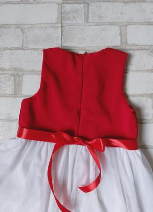 Ошатне плаття на дівчинку червоне низ білий із фатину6 фото