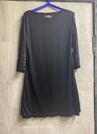 Крутое короткое черное платье"шанель" из стрейч - бархата на подкладке ml sti5 фото