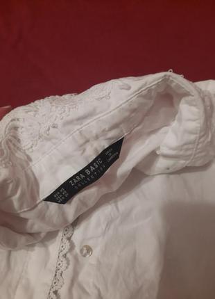 Білосніжна блуза  zara xs бавовна3 фото