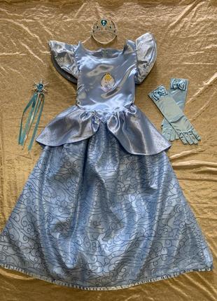 Шикарное атласное карнавальное платье disney карнавальный костюм золушки на 8-9 лет