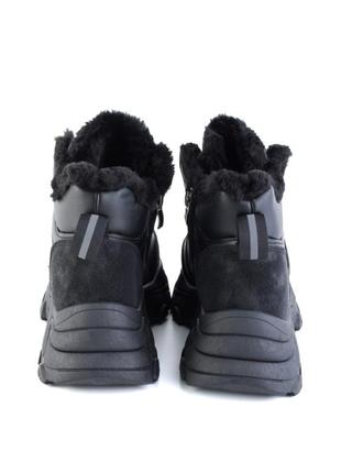 Женские зимние черные кроссовки на платформе зима на меху3 фото