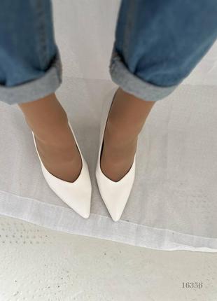 Женские туфли на шпильке белые эко кожа8 фото