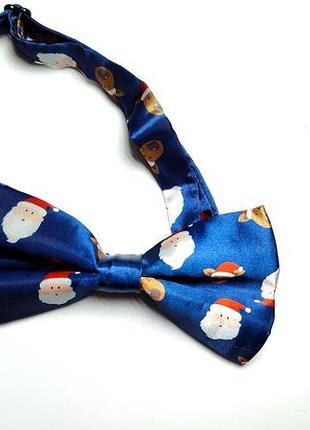Новорічний краватка метелик синій атласний атлас дід мороз новий рік 🎅 санта клаус різдво корпоратив для фотосесії бабочка