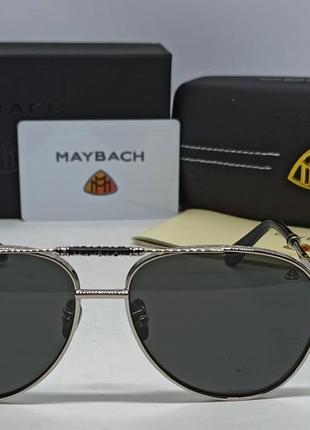 Maybach чоловічі сонцезахисні окуляри краплі чорні в сріблястому металі на флексах2 фото